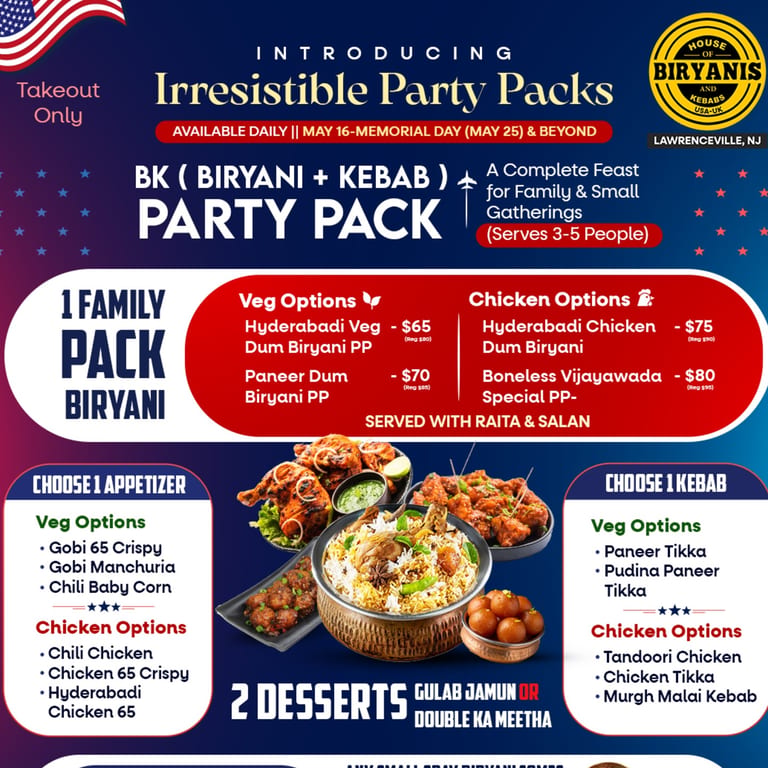 🔥 BK (Biryani + Kebab) Party Pack (Takeout Only)