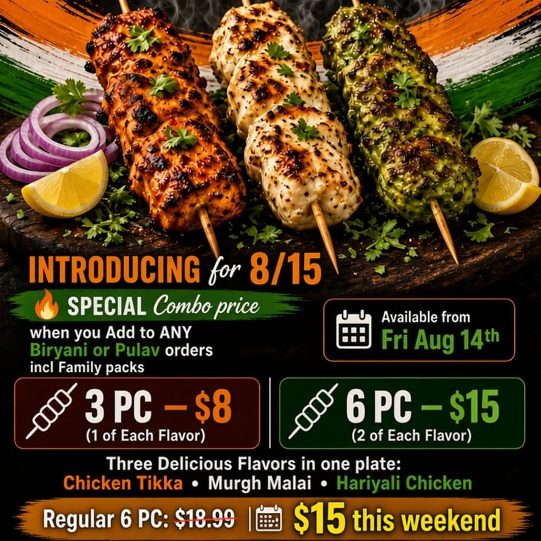 TIRANGA (TRI-COLOR) CHICKEN KEBAB