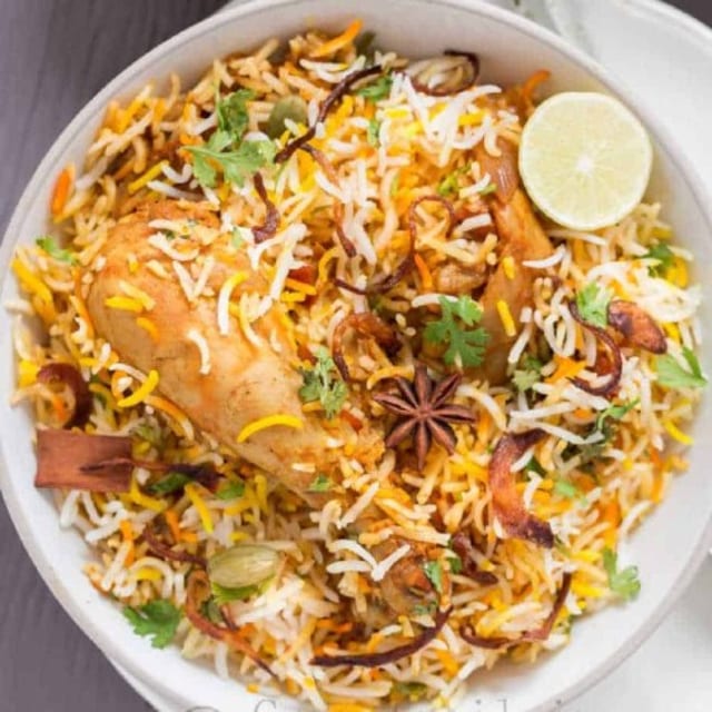 Hyderabadi Chicken Dum Biryani.